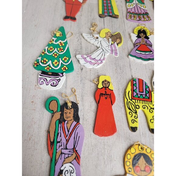 Wooden 3 kings angel tree horse solider star variety ornament‎ Xmas set - Picture 11 of 12